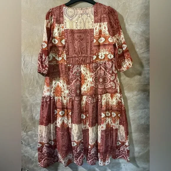 Bohemian Patchwork Dress-Large‎ - Picture 5 of 9